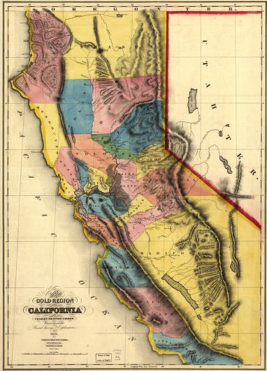 Map of the California Gold Region. Source: Library of Congress